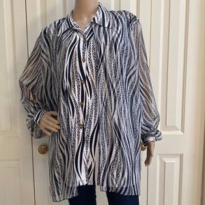 Boa Fashion Vintage XXL Button Front Long Sleeve Blouse.